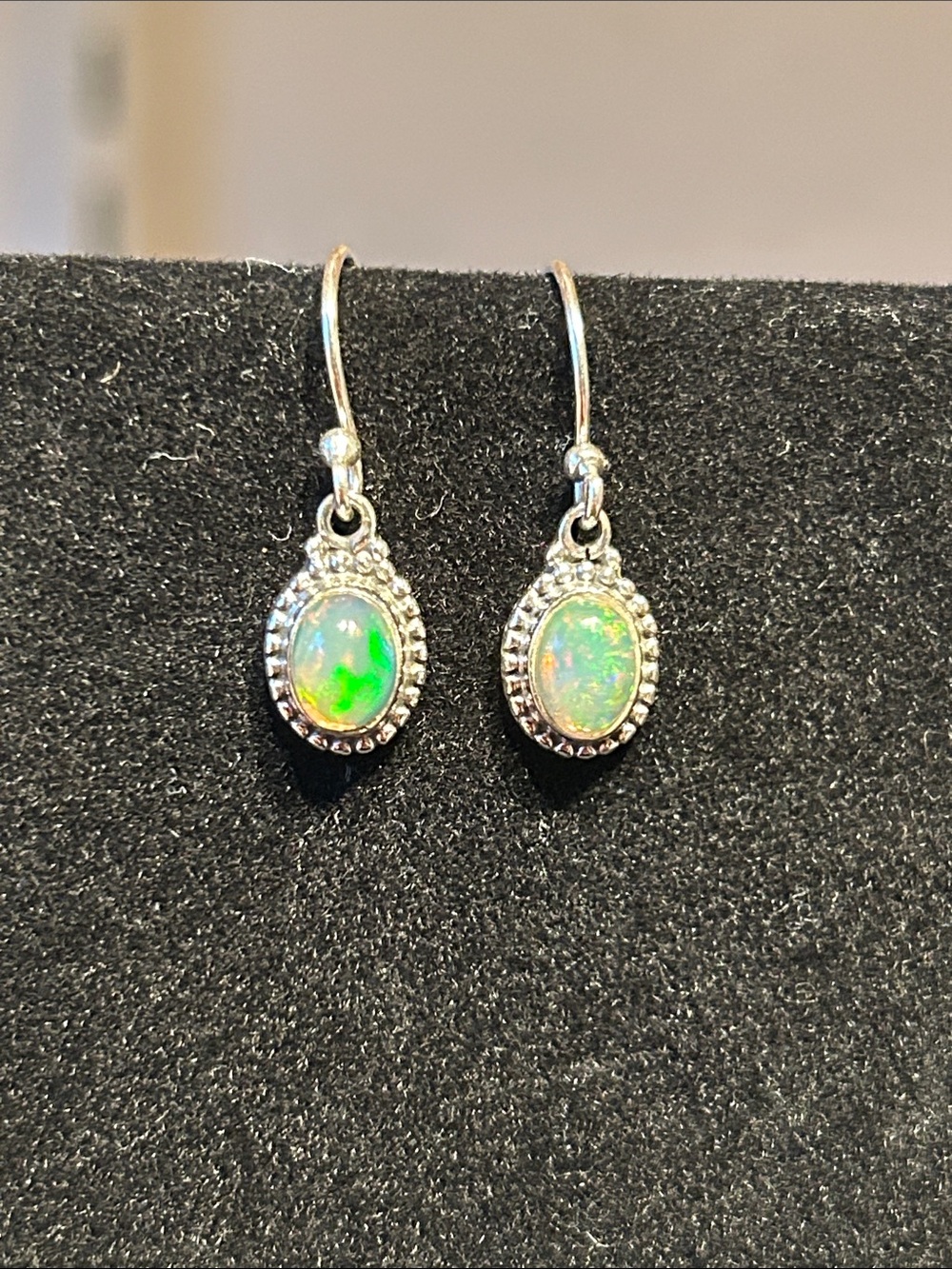 Genuine Ethiopian Opal Sterling Silver
Dangle Earrings